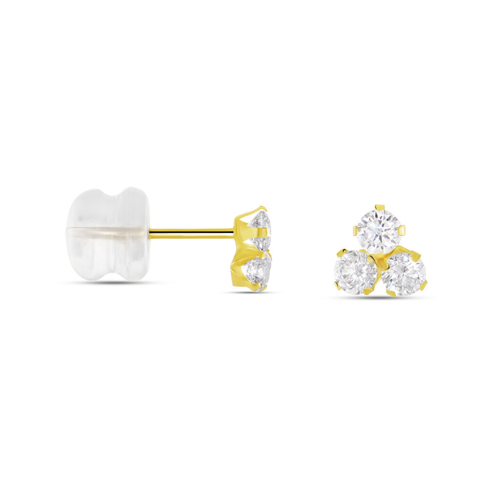 Boucles D'oreilles Puces Or Jaune Oxydes De Zirconium - Clous d'oreilles Femme | Histoire d’Or
