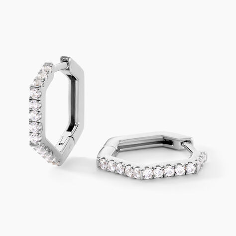 Créoles Corentine Argent Blanc Oxyde De Zirconium - Boucles d'oreilles créoles Femme | Histoire d’Or