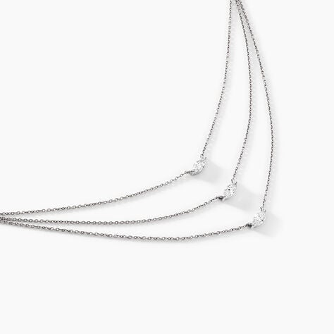 Collier Navette Argent Blanc Oxyde De Zirconium - Colliers fantaisie Femme | Histoire d&rsquo;Or
