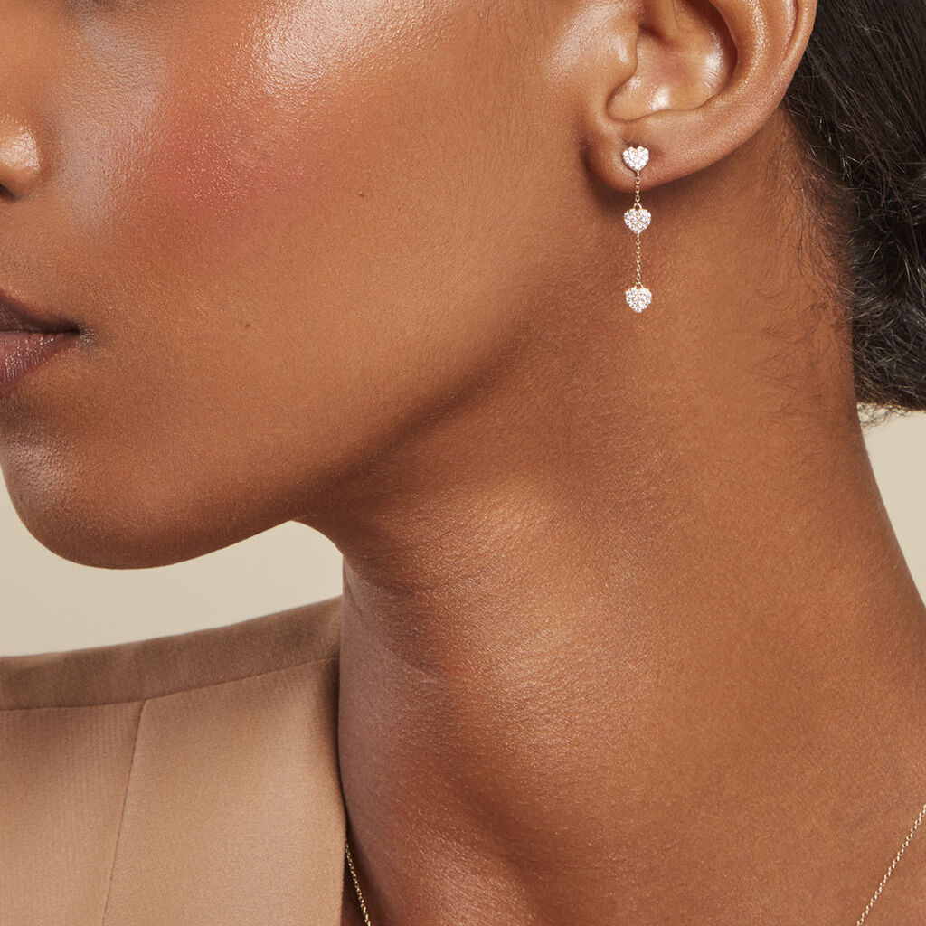 Boucles D'oreilles Pendantes Bomb Lover Or Jaune Oxyde De Zirconium - Boucles d'oreilles pendantes Femme | Histoire d’Or