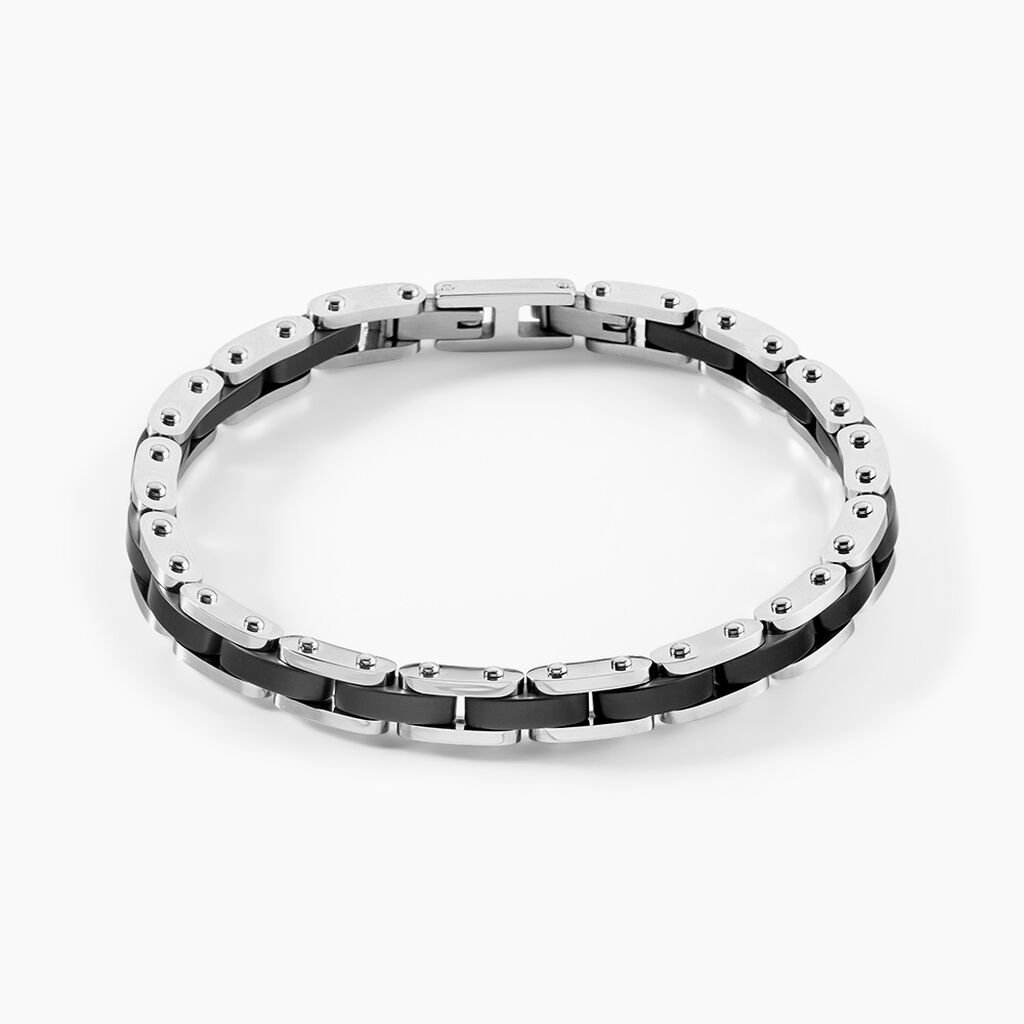 Bracelet M&eacute;tal Acier Blanc Onyx - F&ecirc;te des p&egrave;res Homme | Histoire d&rsquo;Or