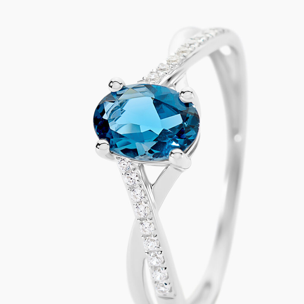 Bague Haissa Or Blanc Topaze Et Oxyde De Zirconium - Bagues solitaires Femme | Histoire d’Or