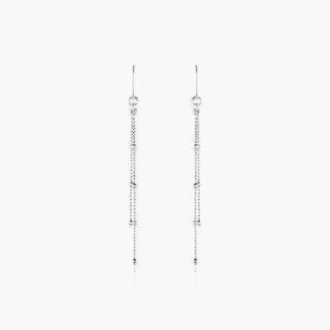 Boucles D'oreilles Pendantes Laïa Argent Blanc - Boucles d'oreilles fantaisie Femme | Histoire d’Or