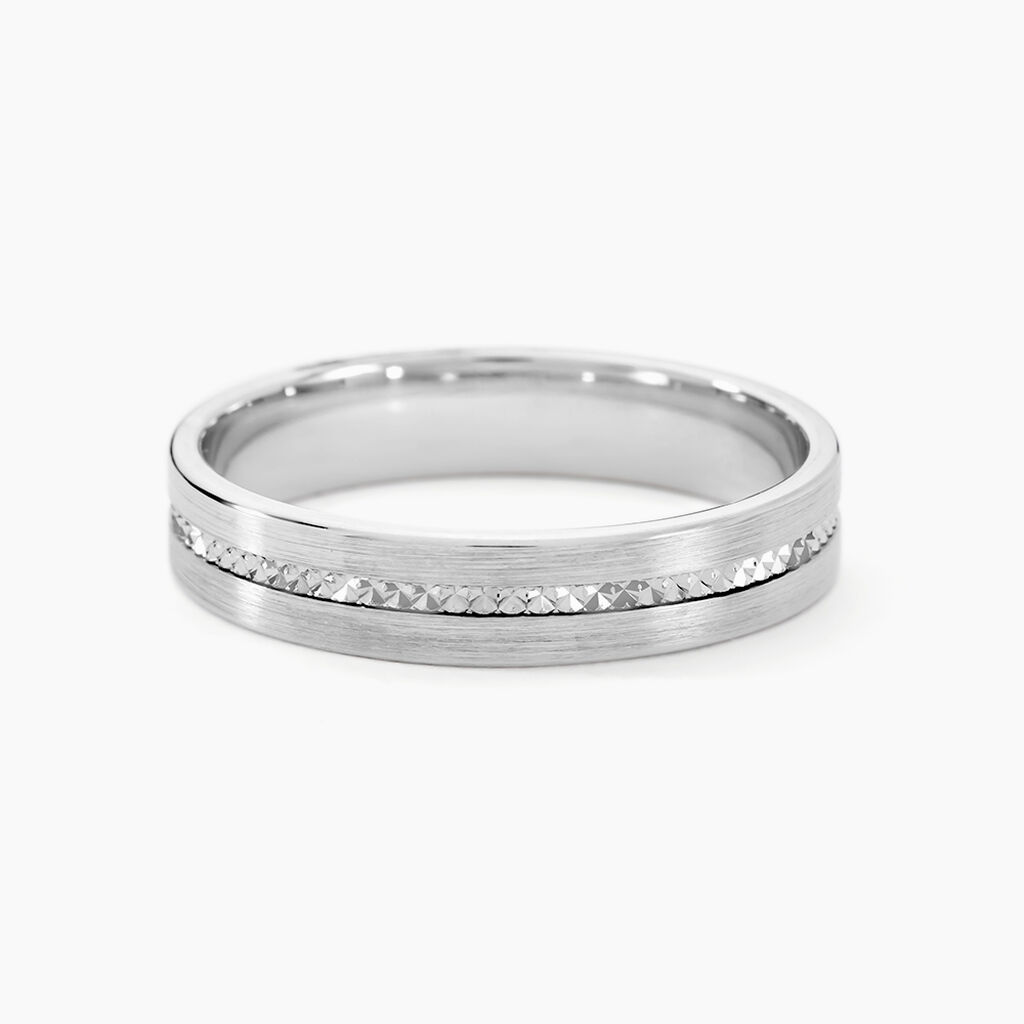 Alliance Nelcie Ruban Plat Argent Blanc - Alliances Famille | Histoire d’Or