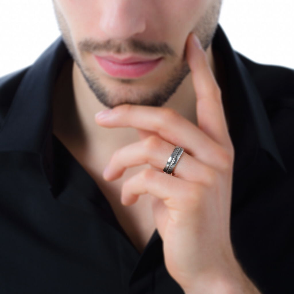 Bague Sam Acier Blanc - Bagues fantaisie Homme | Histoire d’Or