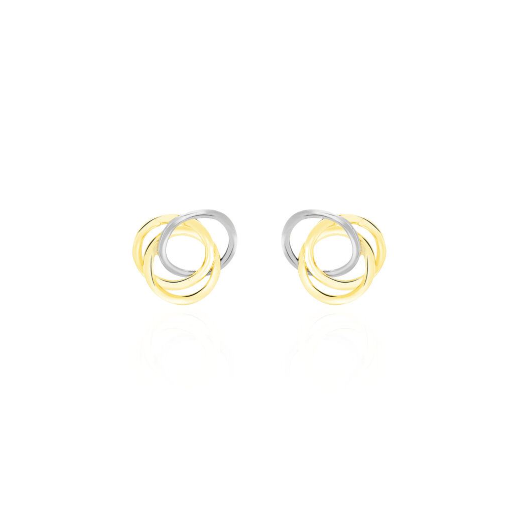Boucles D'oreilles Puces Edmee Cercle Or Bicolore - Clous d'oreilles Femme | Histoire d’Or