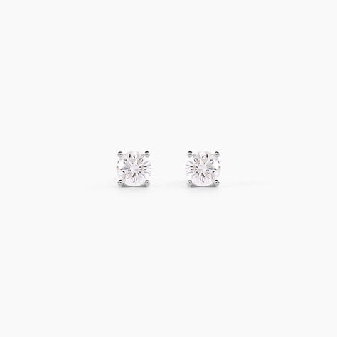 Boucles D'oreilles Puces One Or Blanc Diamants - Boucles d'oreilles pierres pr&eacute;cieuses Homme | Histoire d&rsquo;Or