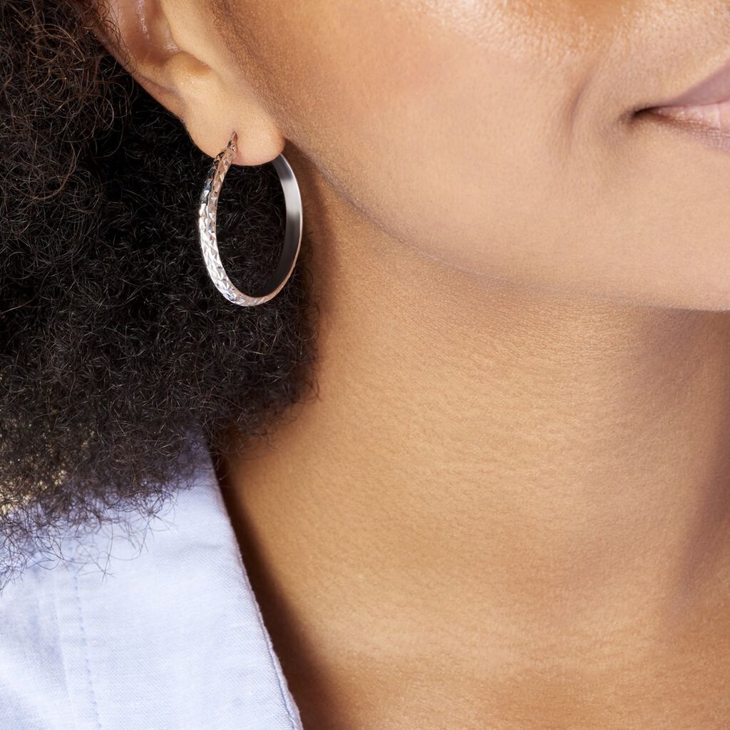 Créoles Argent Blanc Esmee - Boucles d'oreilles créoles Femme | Histoire d’Or