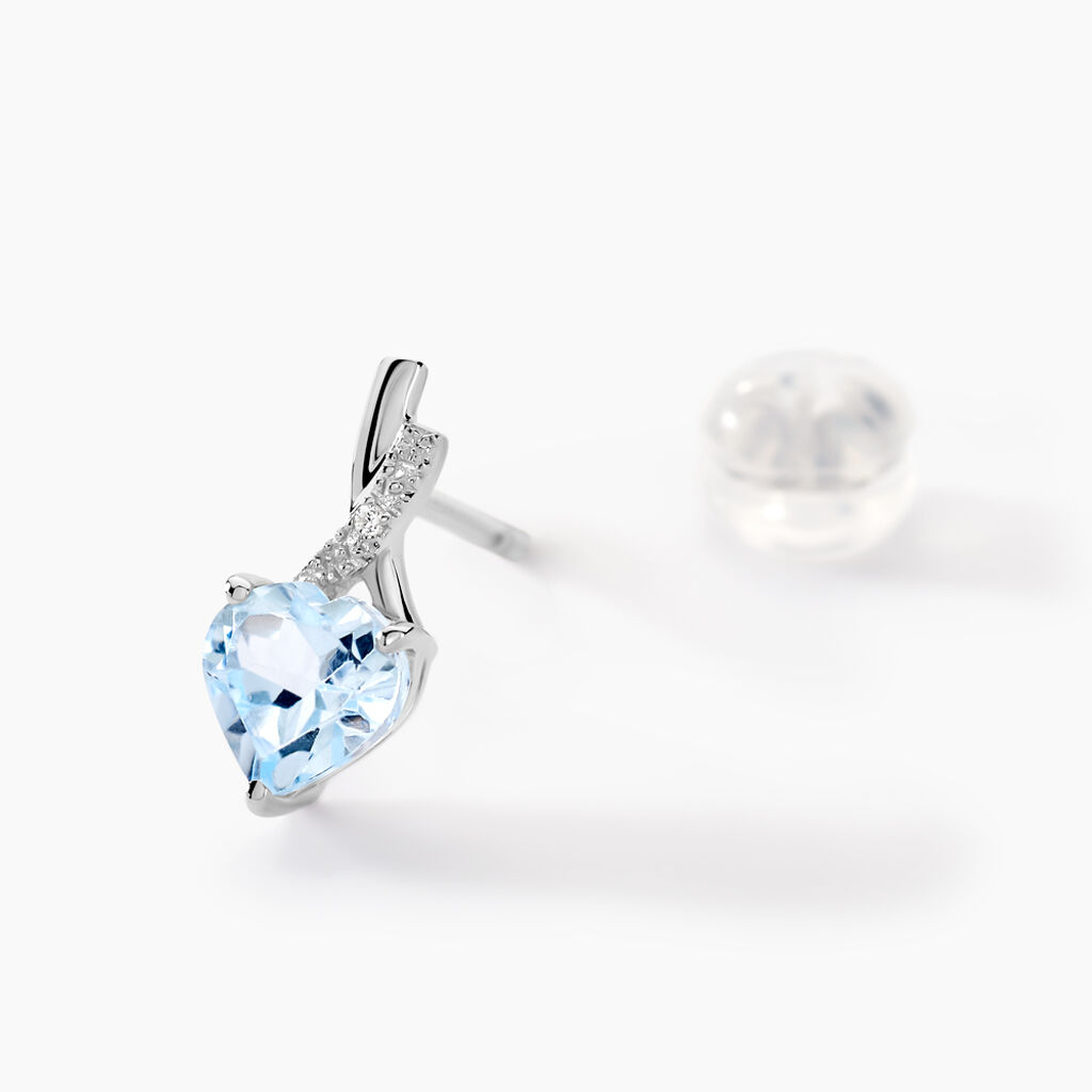 Boucles D'oreilles Or Blanc Clothilde Topazes Oxydes - Clous d'oreilles Femme | Histoire d&rsquo;Or