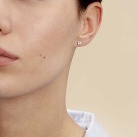 Boucles D'oreilles Puces Elda Serti Clos Or Blanc Oxyde De Zirconium - Clous d'oreilles Femme | Histoire d’Or