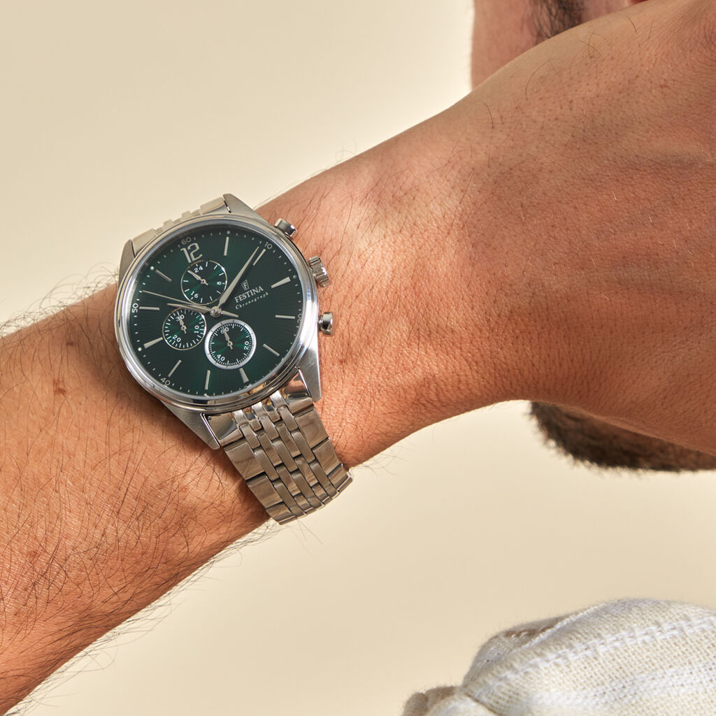 Montre Festina Timeless Chronograph Vert - Montres Homme | Histoire d’Or