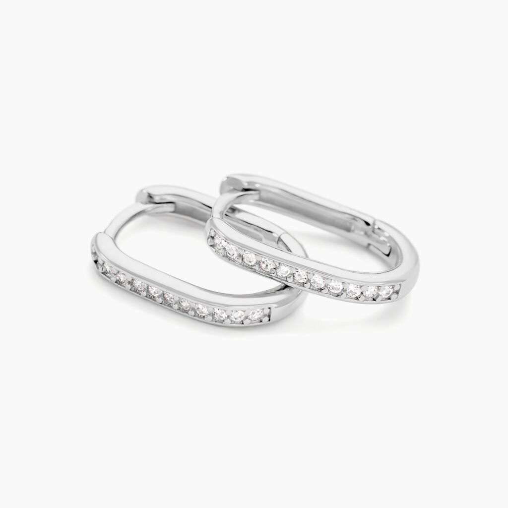 Cr&eacute;oles Haniya Argent Blanc Oxyde De Zirconium - Boucles d'oreilles cr&eacute;oles Femme | Histoire d&rsquo;Or