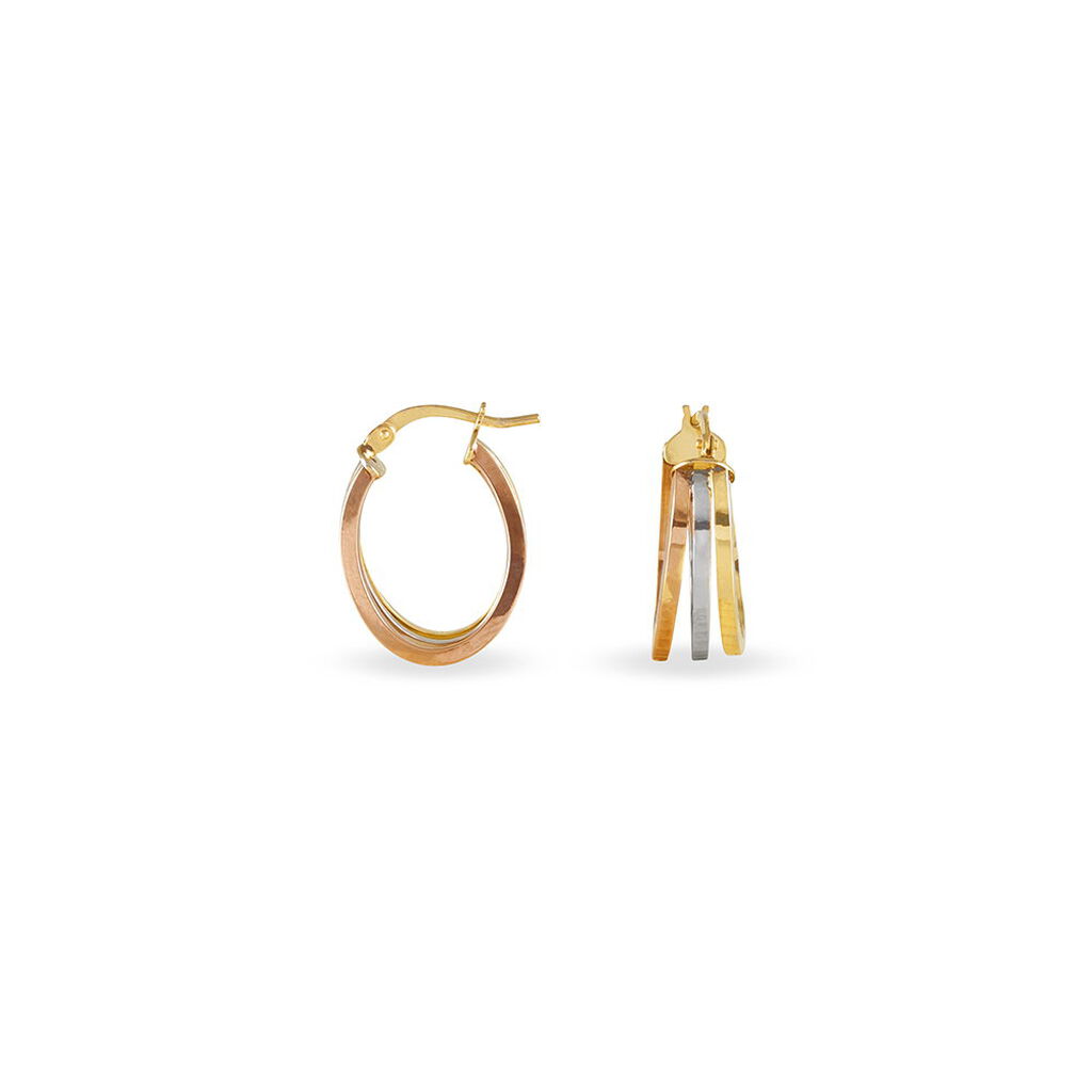 Créoles Iba Or Tricolore - Boucles d'oreilles créoles Femme | Histoire d’Or
