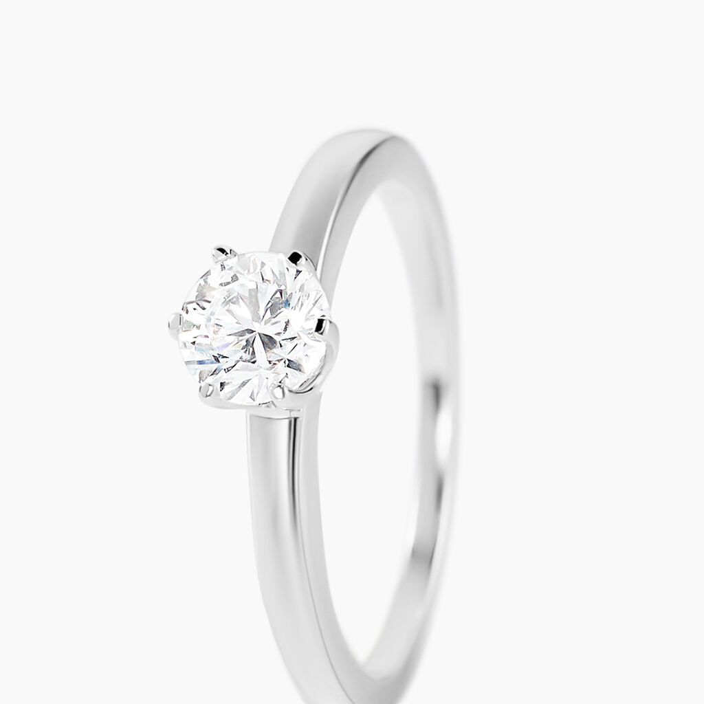 Bague Solitaire Natalia Or Blanc Diamant Synthetique - Bagues solitaires Femme | Histoire d&rsquo;Or