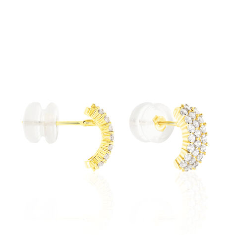 Boucles D'oreilles Jacquelene Rondes Or Jaune Oxyde De Zirconium - Boucles d'oreilles créoles Femme | Histoire d’Or
