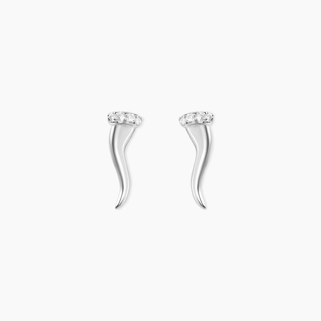 Boucles D'oreilles Puces Amalthee Argent Blanc Oxyde De Zirconium - Boucles d'oreilles fantaisie Femme | Histoire d&rsquo;Or