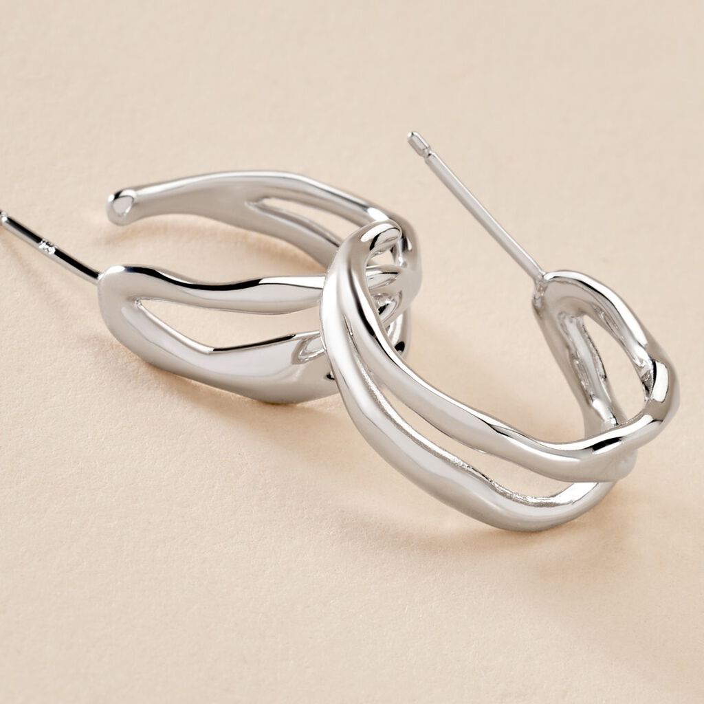 Cr&eacute;oles Shae Argent Blanc - Boucles d'oreilles cr&eacute;oles Femme | Histoire d&rsquo;Or