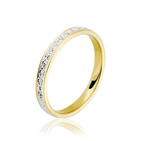 Alliance Grain De Folie Diamantee Ruban Plat Or Bicolore - Alliances Unisex | Histoire d&rsquo;Or