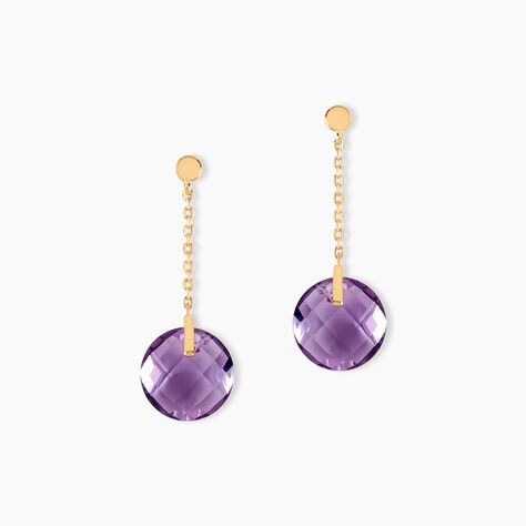 Boucles D'oreilles Pendantes Ludmille Or Jaune Amethyste - Boucles d'oreilles pendantes Femme | Histoire d&rsquo;Or