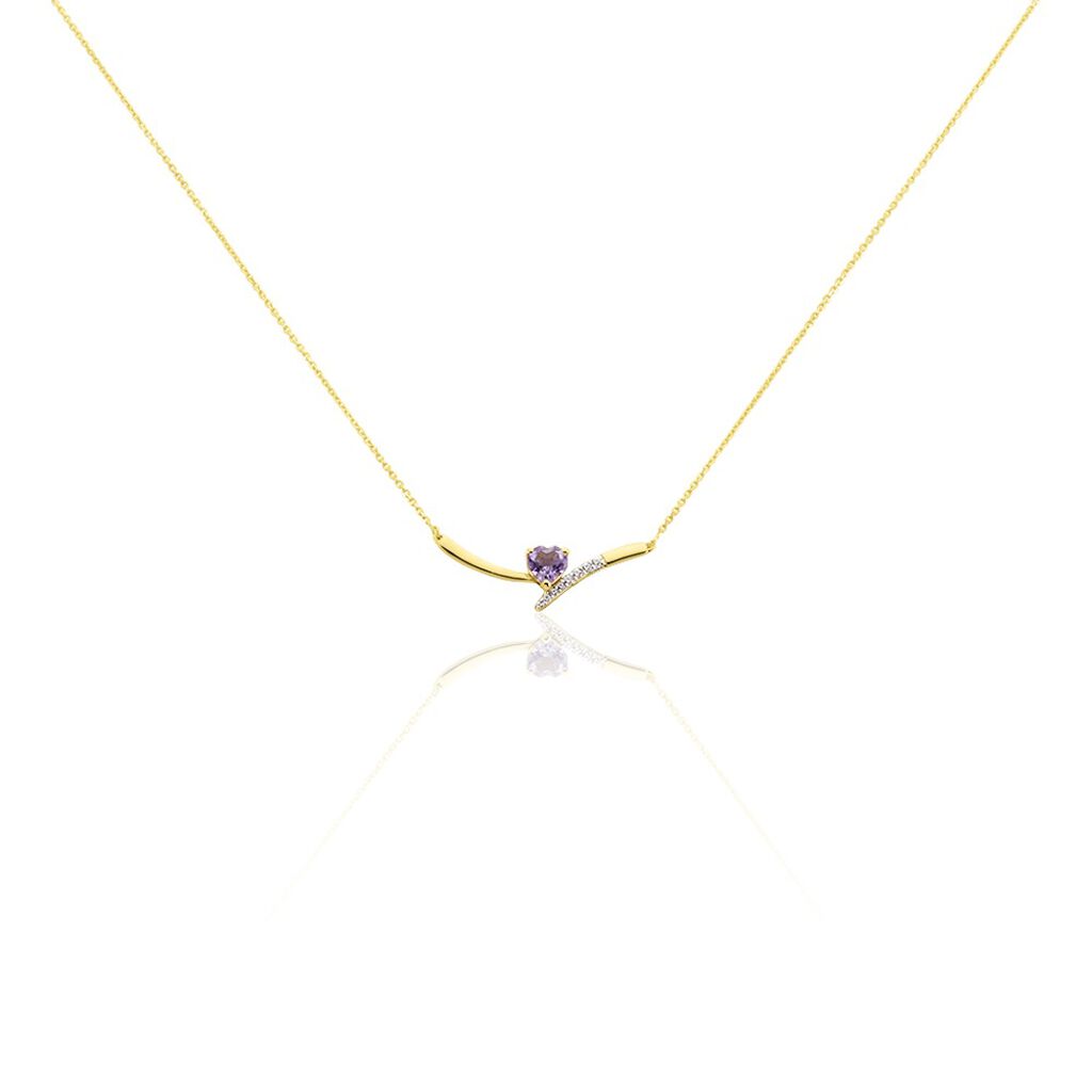 Collier Eva Or Jaune Amethyste Et Oxyde De Zirconium