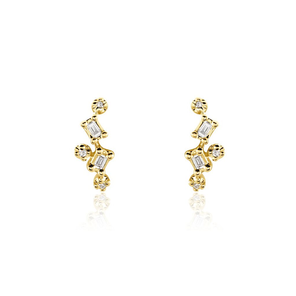 Boucles D'oreilles Puces Joy Or Jaune Diamant - Clous d'oreilles Femme | Histoire d&rsquo;Or