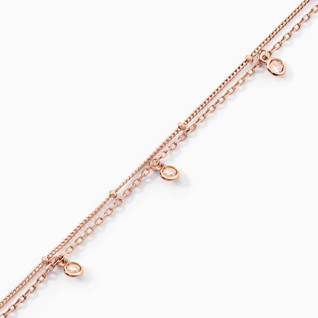 Chaîne De Cheville Heidi Argent Rose Oxyde De Zirconium - Chaînes de cheville Femme | Histoire d’Or
