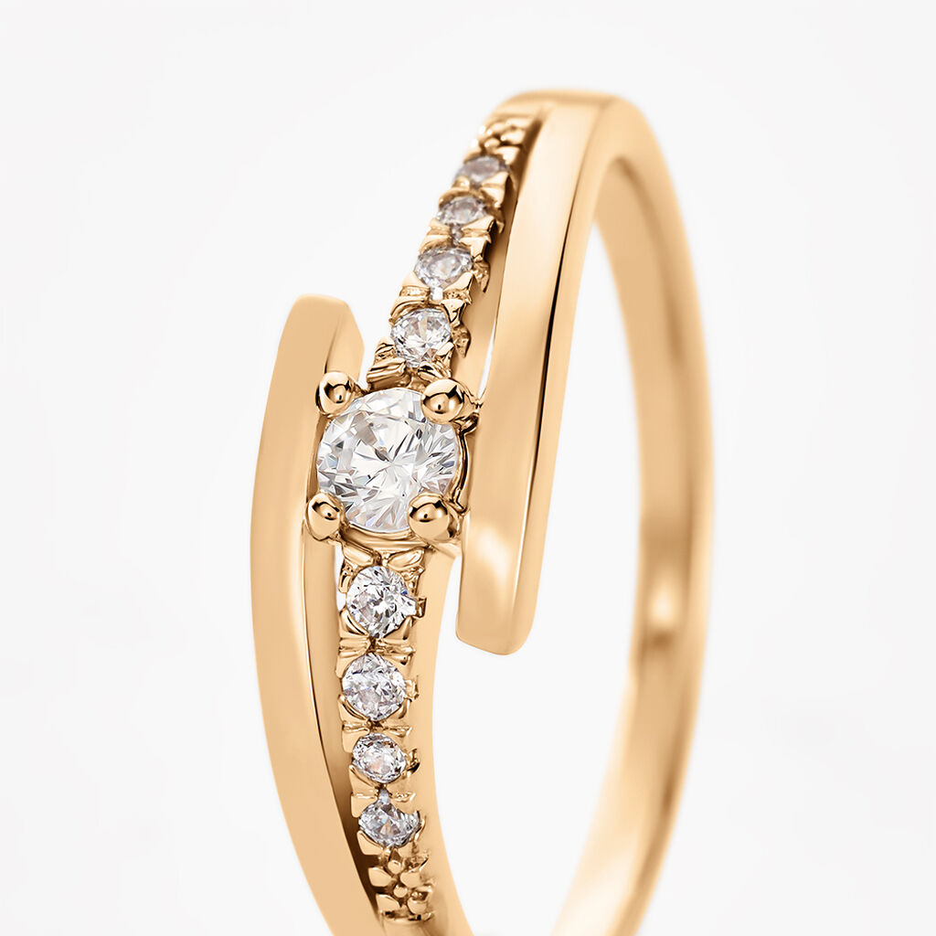 Bague Auberi Plaqu&eacute; Or Jaune Oxyde De Zirconium - Bagues solitaires Femme | Histoire d&rsquo;Or