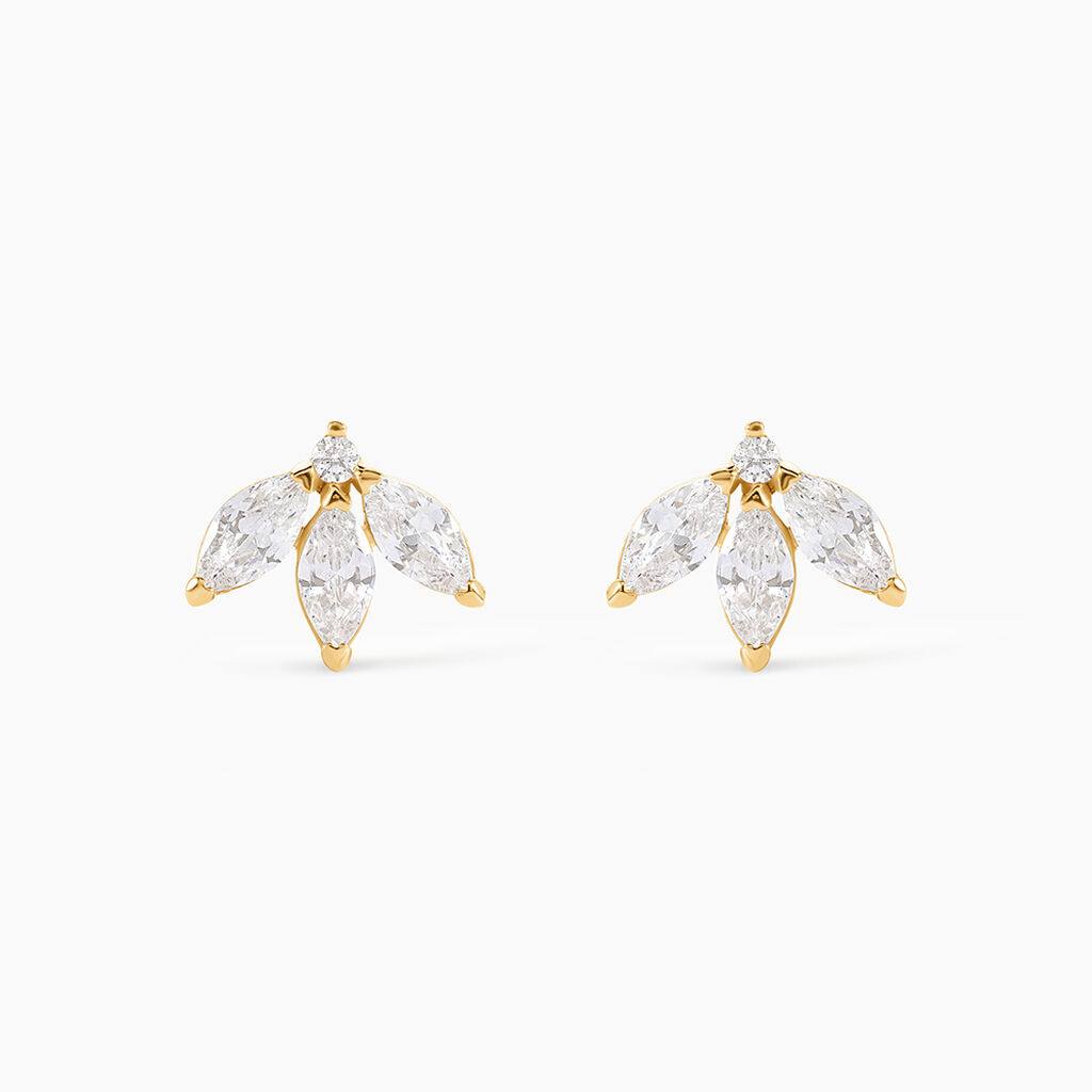 Boucles D'oreilles Puces Margret Or Jaune Oxyde De Zirconium - Clous d'oreilles Femme | Histoire d&rsquo;Or