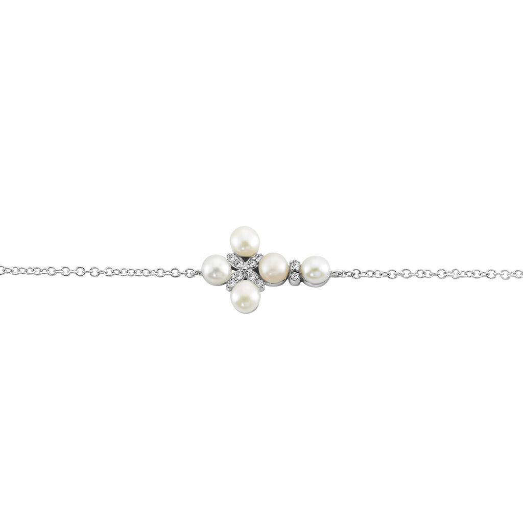 Bracelet Argent Blanc Burt Perles De Culture Oxydes De Zirconium - Bracelets Femme | Histoire d&rsquo;Or
