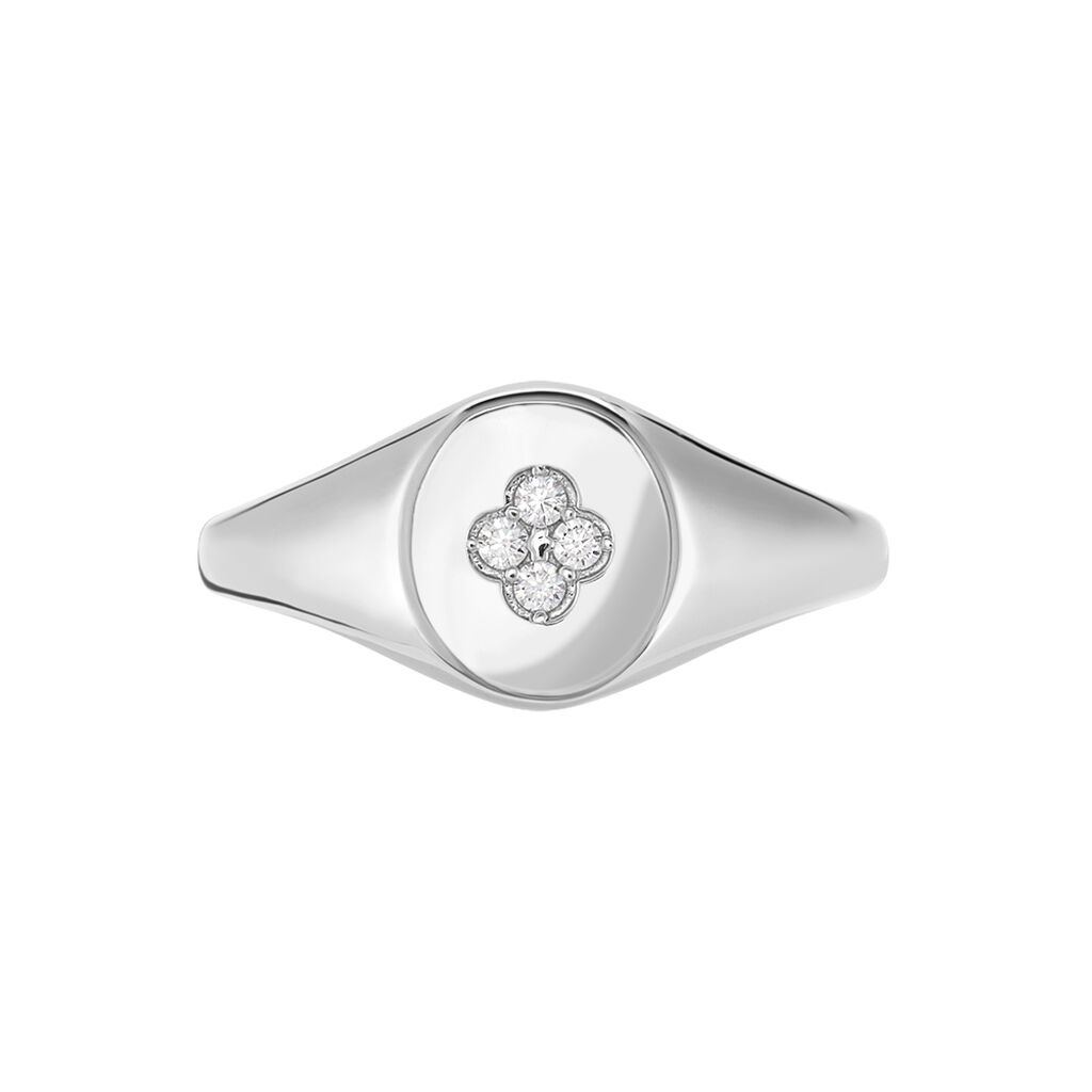 Chevalière Audie Argent Blanc Oxyde De Zirconium - Chevalières Femme | Histoire d’Or