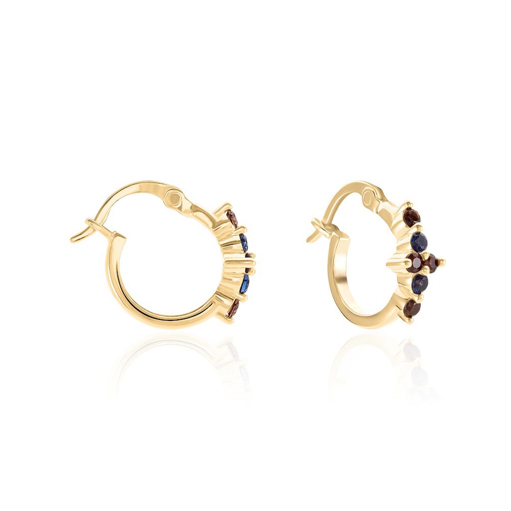 Cr&eacute;oles C&eacute;ph&eacute;e Plaqu&eacute; Or Dor&eacute; Pierres De Synth&egrave;ses - Boucles d'oreilles cr&eacute;oles Femme | Histoire d&rsquo;Or