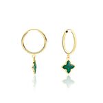 Creoles Lucky Gems Or Jaune Malachite - Boucles d'oreilles cr&eacute;oles Femme | Histoire d&rsquo;Or