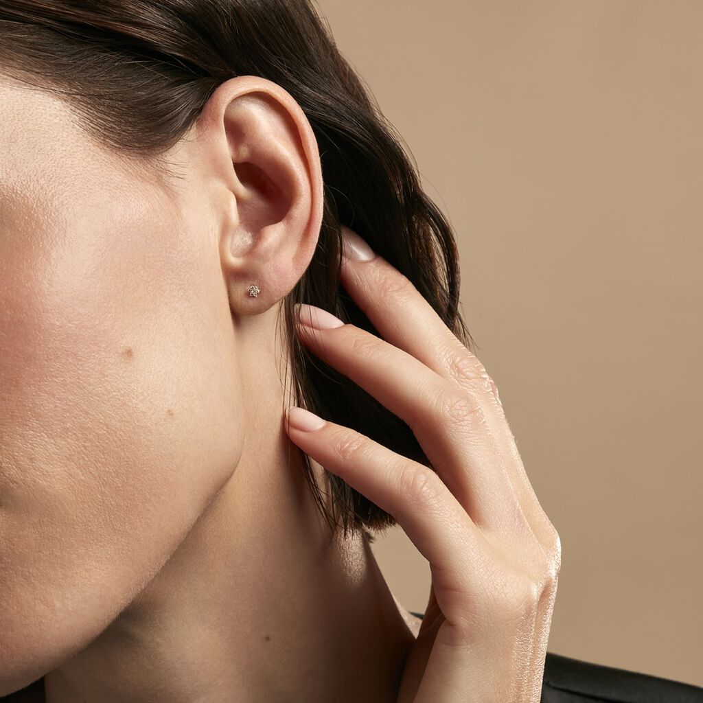Boucles D'oreilles Puces Flovia Or Jaune Oxyde De Zirconium - Clous d'oreilles Femme | Histoire d’Or