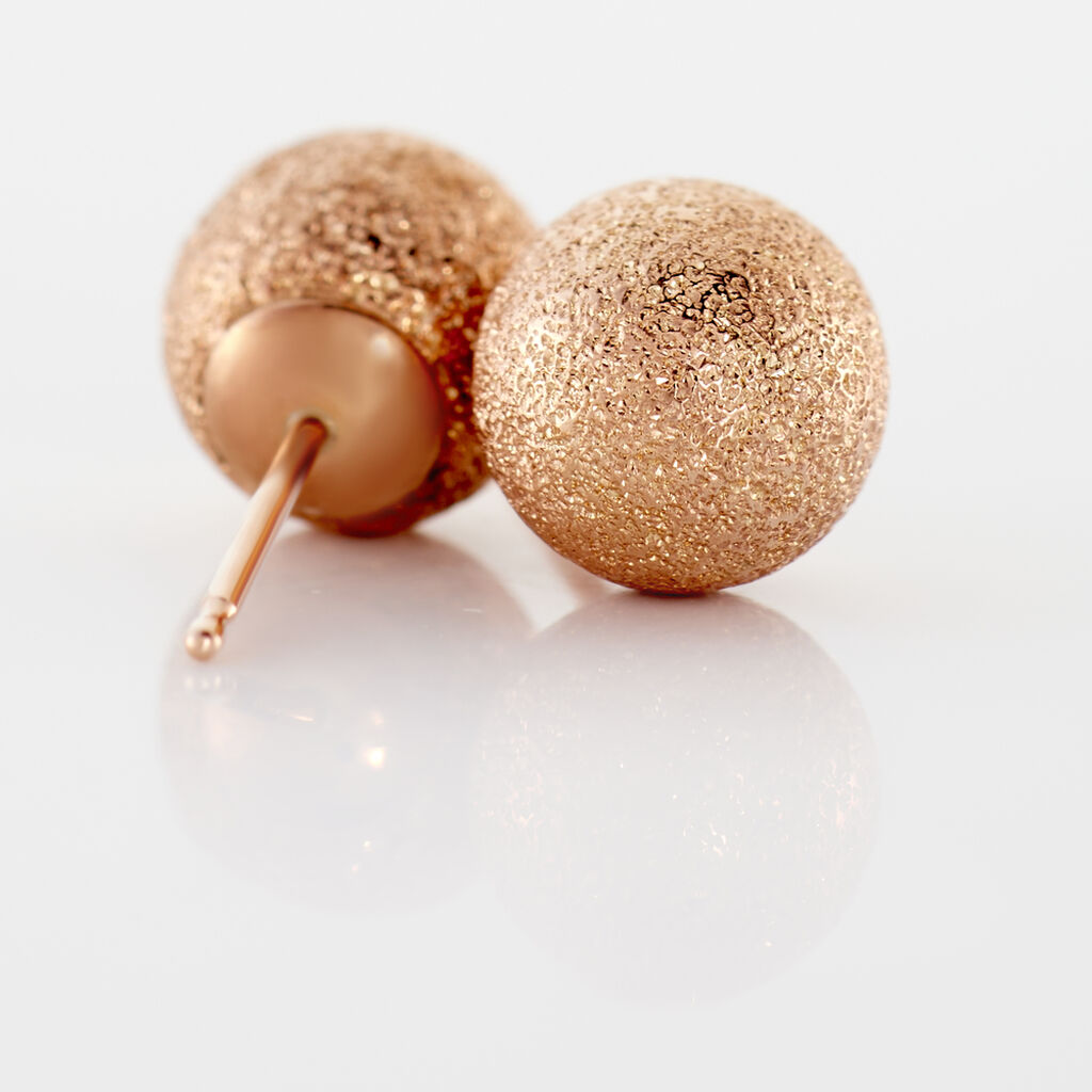 Boucles D'oreilles Puces Fidelia Boule Sablee Or Rose - Clous d'oreilles Femme | Histoire d’Or