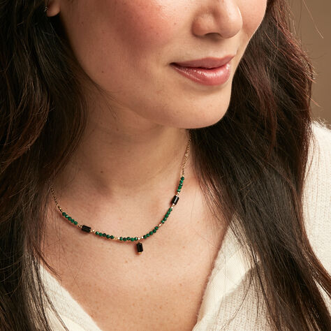 Collier Attila Acier Doré Onyx Malachite - Colliers fantaisie Femme | Histoire d’Or