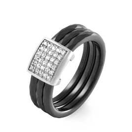 Bague Ceramik Design Argent Blanc Oxyde De Zirconium Et Céramique - Bagues avec pierre Femme | Histoire d’Or