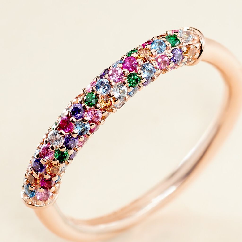 Bague Urban Call Argent Rose Pierre De Synthese Oxyde De Zirconium - Bagues avec pierre Femme | Histoire d&rsquo;Or