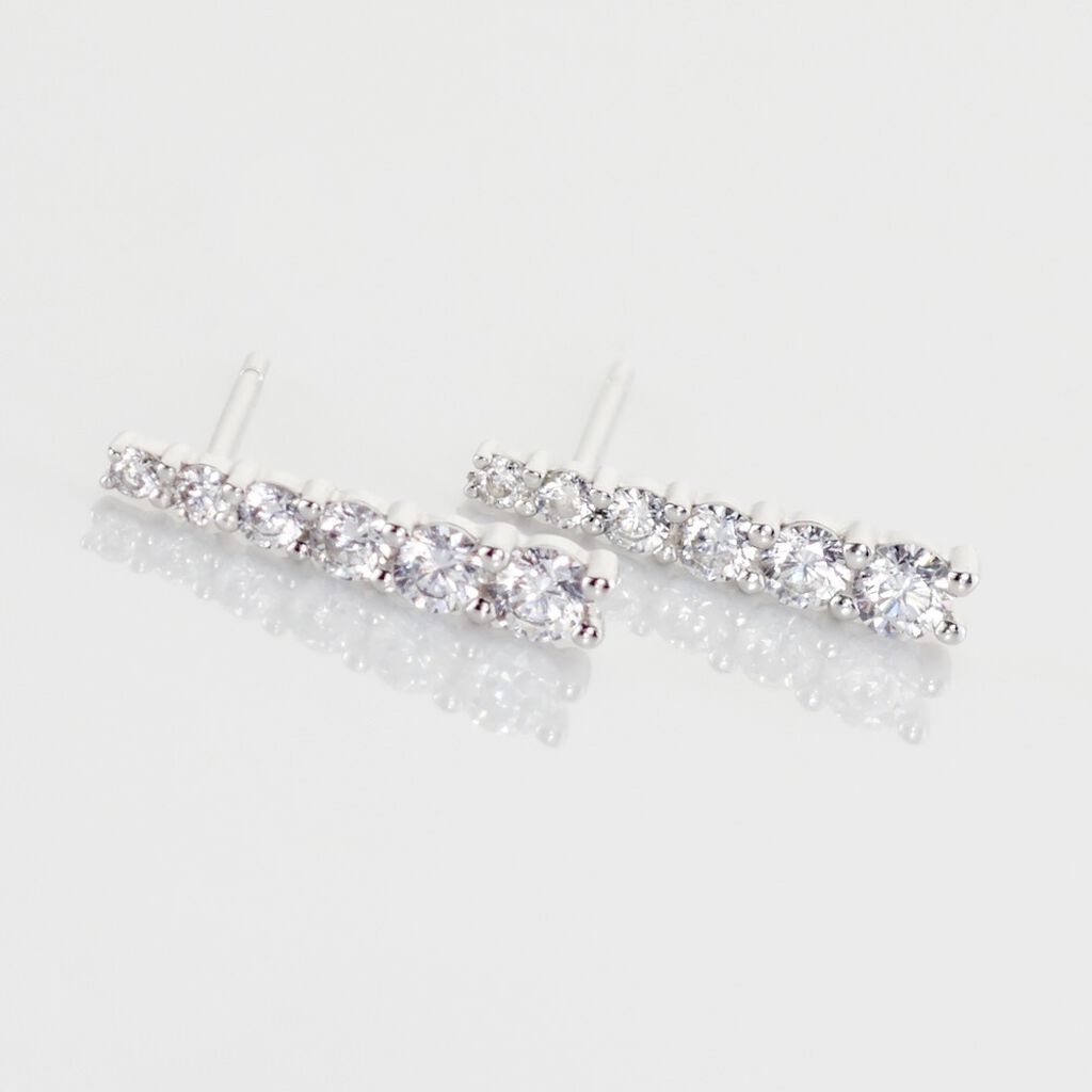 Boucles D'oreilles Pendantes Georas Or Blanc Oxyde - Boucles d'oreilles pendantes Femme | Histoire d’Or