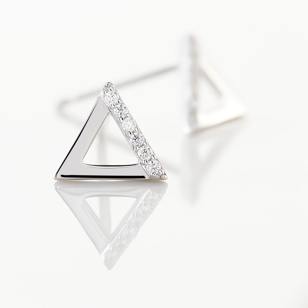 Boucles D'oreilles Puces Lorena Argent Blanc Oxyde De Zirconium - Boucles d'oreilles fantaisie Femme | Histoire d’Or