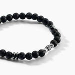Bracelet Acier Hugueso Agates Noires - Bracelets Unisex | Histoire d&rsquo;Or