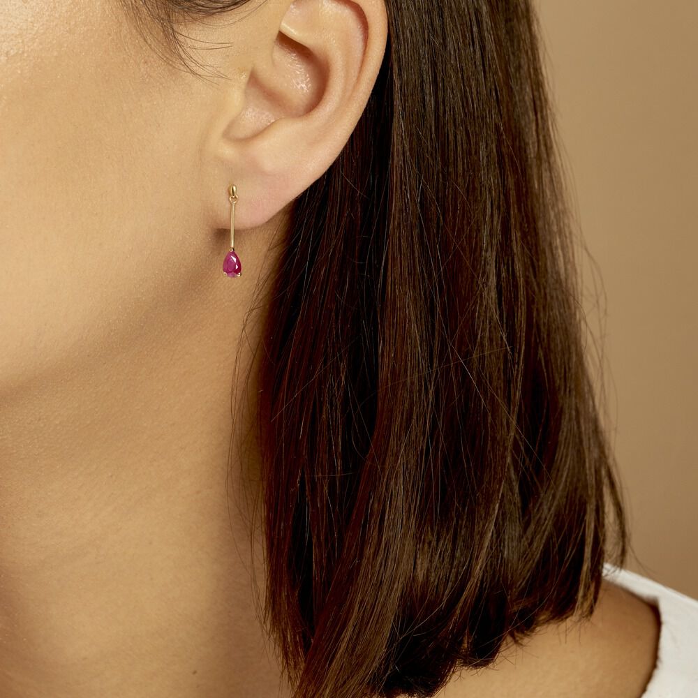 Boucles D'oreilles Pendantes En Or 14K Avec Fermoir Clous - Style Goutte, Neuves Avec étiquettes