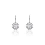 Boucles D'oreilles Pendantes Mentoura Or Blanc Diamant Synth&eacute;tique - Boucles d'oreilles pendantes Femme | Histoire d&rsquo;Or
