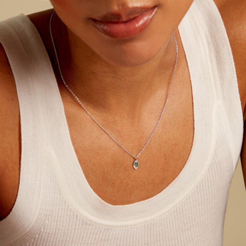 Collier Evasion Argent Blanc Aventurine - Colliers fantaisie Femme | Histoire d&rsquo;Or