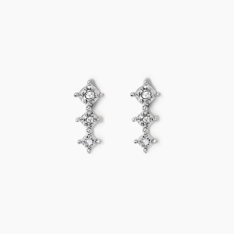 Boucles D'oreilles Puces Ganesha Or Blanc Diamant - Clous d'oreilles Femme | Histoire d’Or
