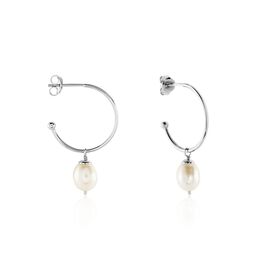 Créoles Walli Argent Blanc Perle De Culture - Boucles d'oreilles créoles Femme | Histoire d’Or