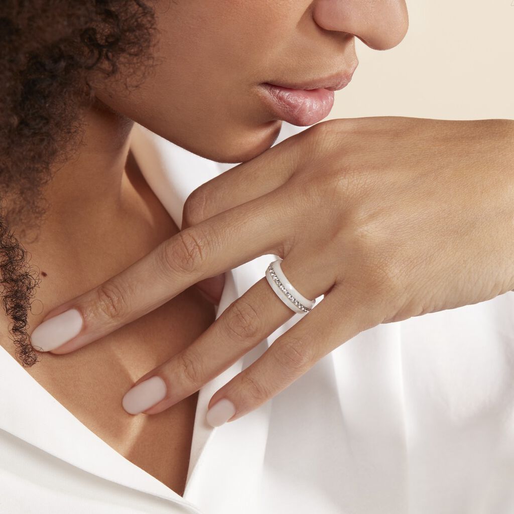 Bague Céramique Tournante anti-stress BLANCHE Neuve Taille au choix Jonc  FEMME