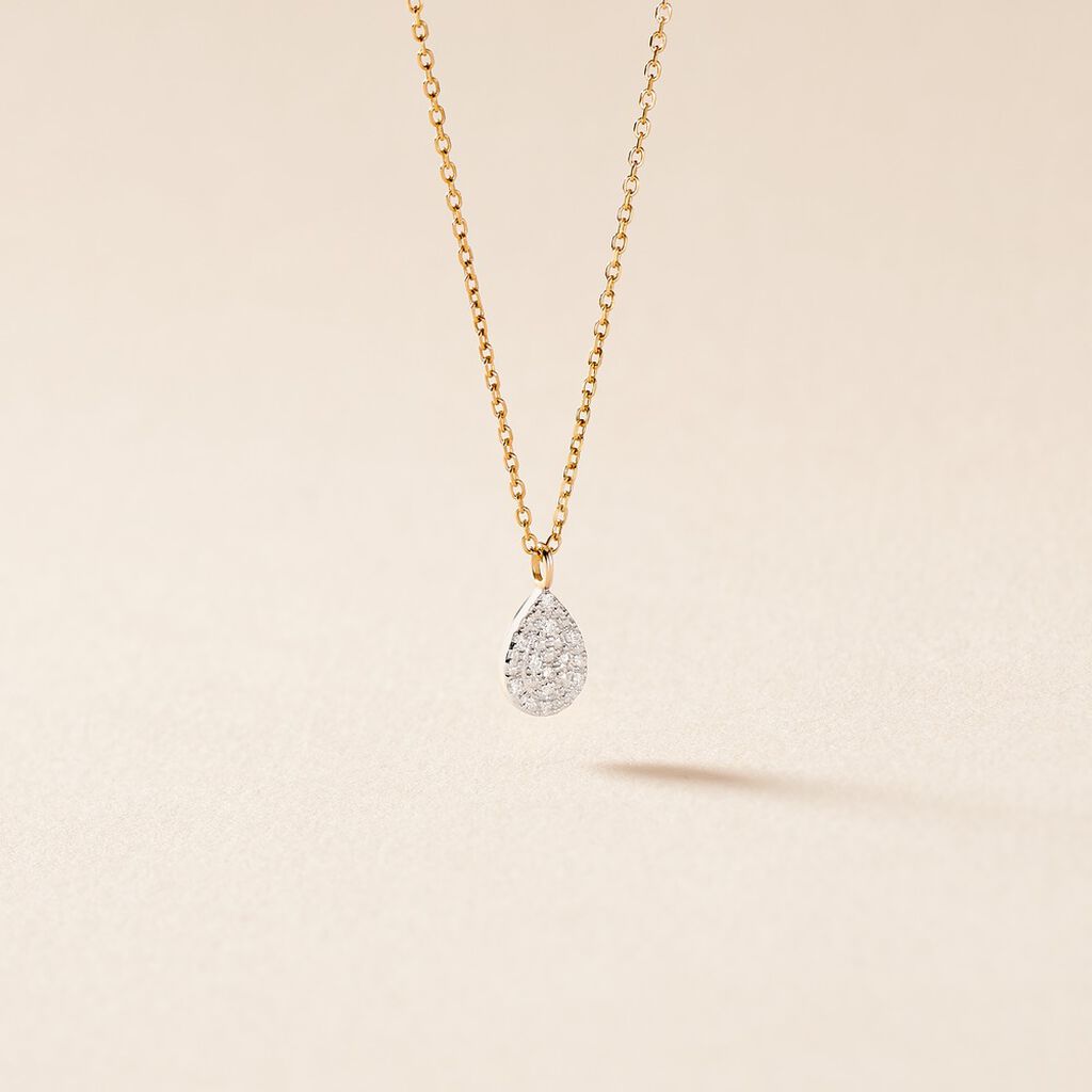 Collier Pear C Or Jaune Diamant - Colliers Femme | Histoire d’Or