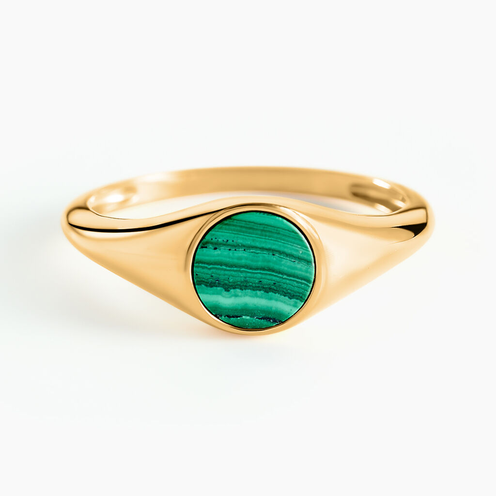 Chevalière Kenith Or Jaune Malachite - Bagues solitaires Famille | Histoire d’Or