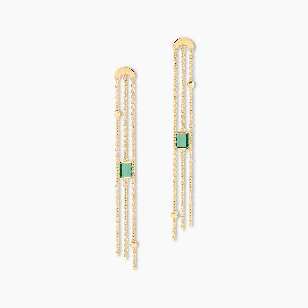 Boucles D'oreilles Pendantes Lucky Gems Or Jaune Malachite - Boucles d'oreilles pendantes Femme | Histoire d&rsquo;Or