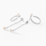 Boucles D'oreilles Pendantes Lua Argent Blanc Oxyde Perle - Boucles d'oreilles pendantes Femme | Histoire d&rsquo;Or